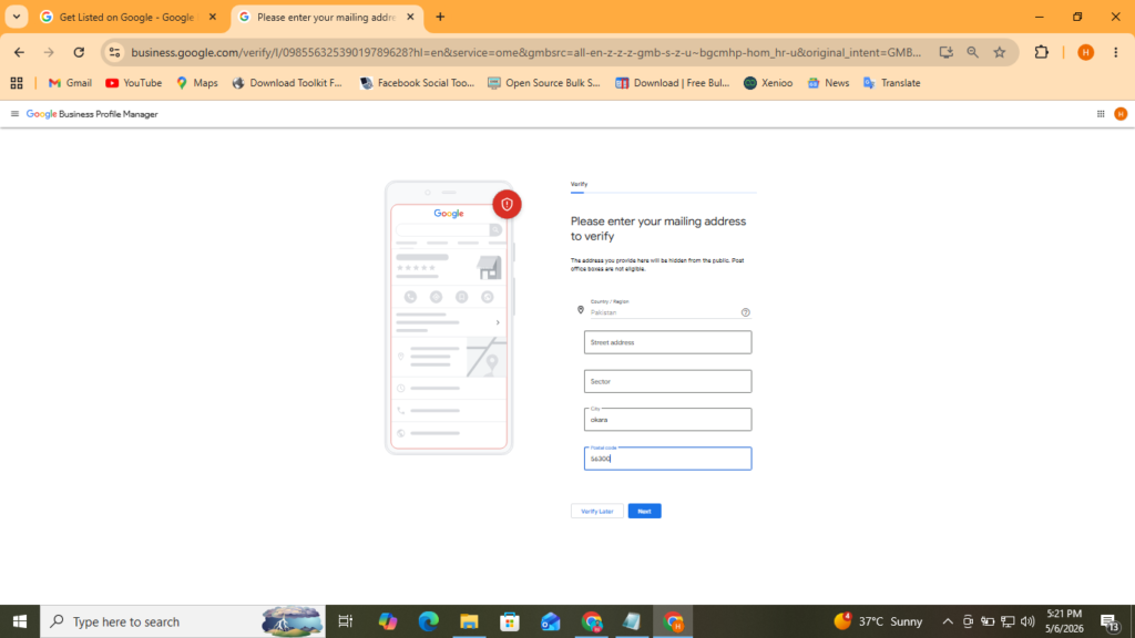 adding-address-in-google-business-profile-for-verification